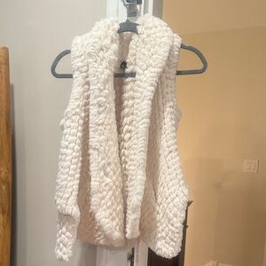 Like New Love Token Cream Faux Fur Vest
